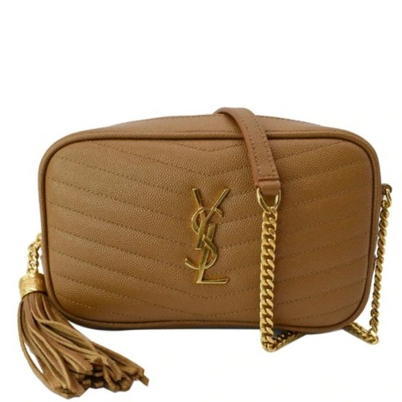 YVES SAINT LAURENT Handbags - YVES SAINT LAURENT  Mini Lou Grain De Poudre Camera Crossbody Bag Dark Natural